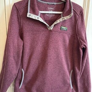 L.L. Bean Burgundy Snap Fleece